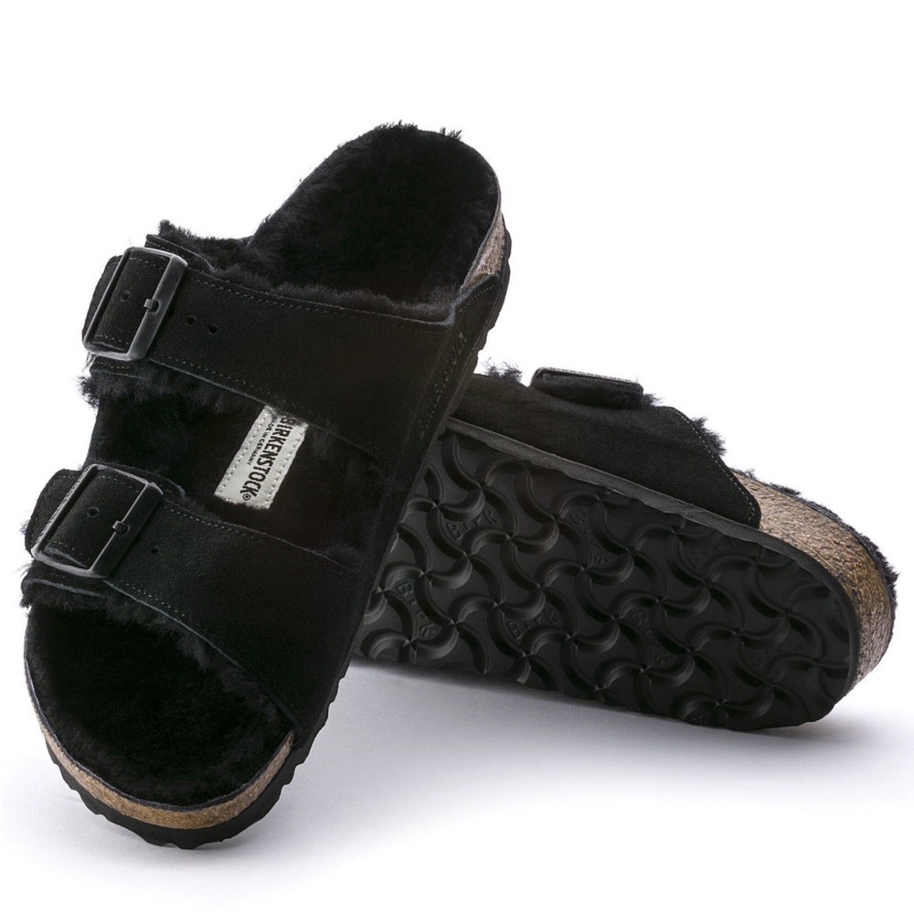 BRAND NEW IN BOX!
Birkenstock Arizona Shearling Sandals 
Black Suede Size 39|US9 - Picture 5 of 7